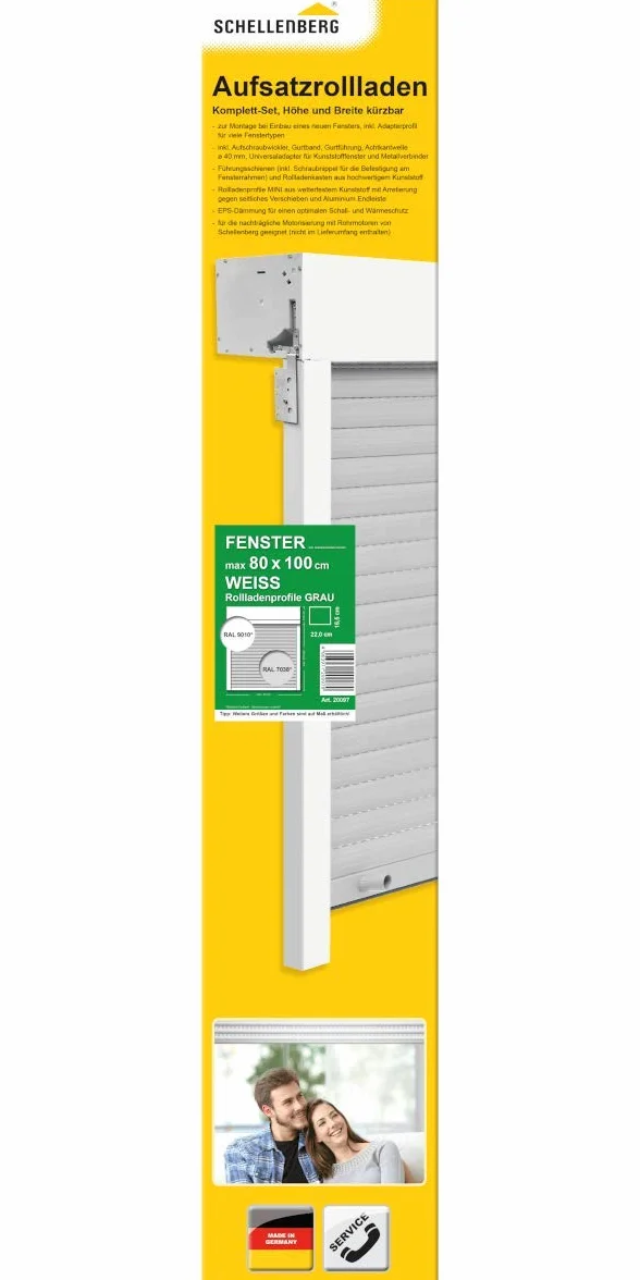 Schellenberg 20097 Juego de persianas enrollables para ventanas, 80 x 100 cm, blanco/gris