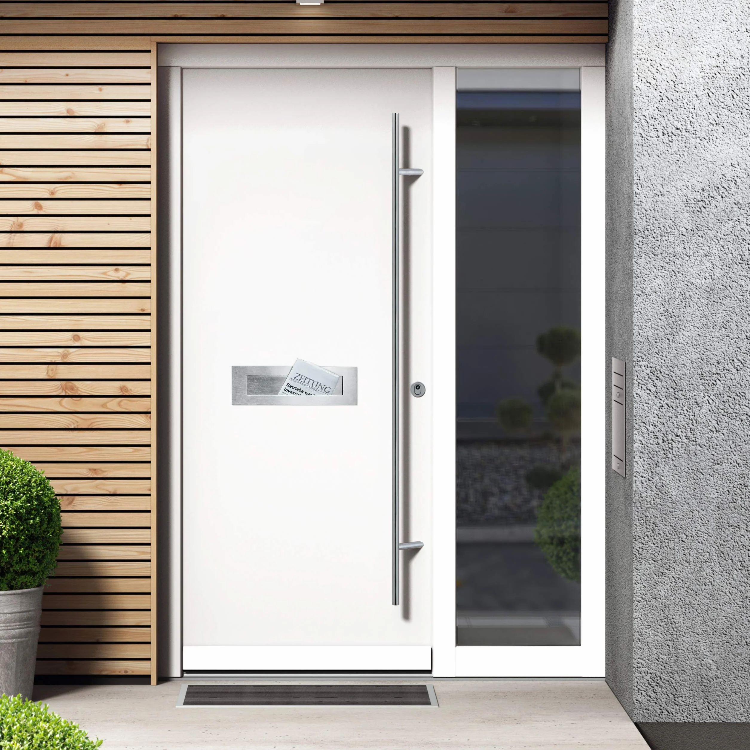 Tapa para periódicos Gedotec de acero inoxidable para puertas de entrada de casa y apartamento | Apertura para puerta de entrada de puerta de acero inoxidable | 1 pieza - Cubierta hacia el interior