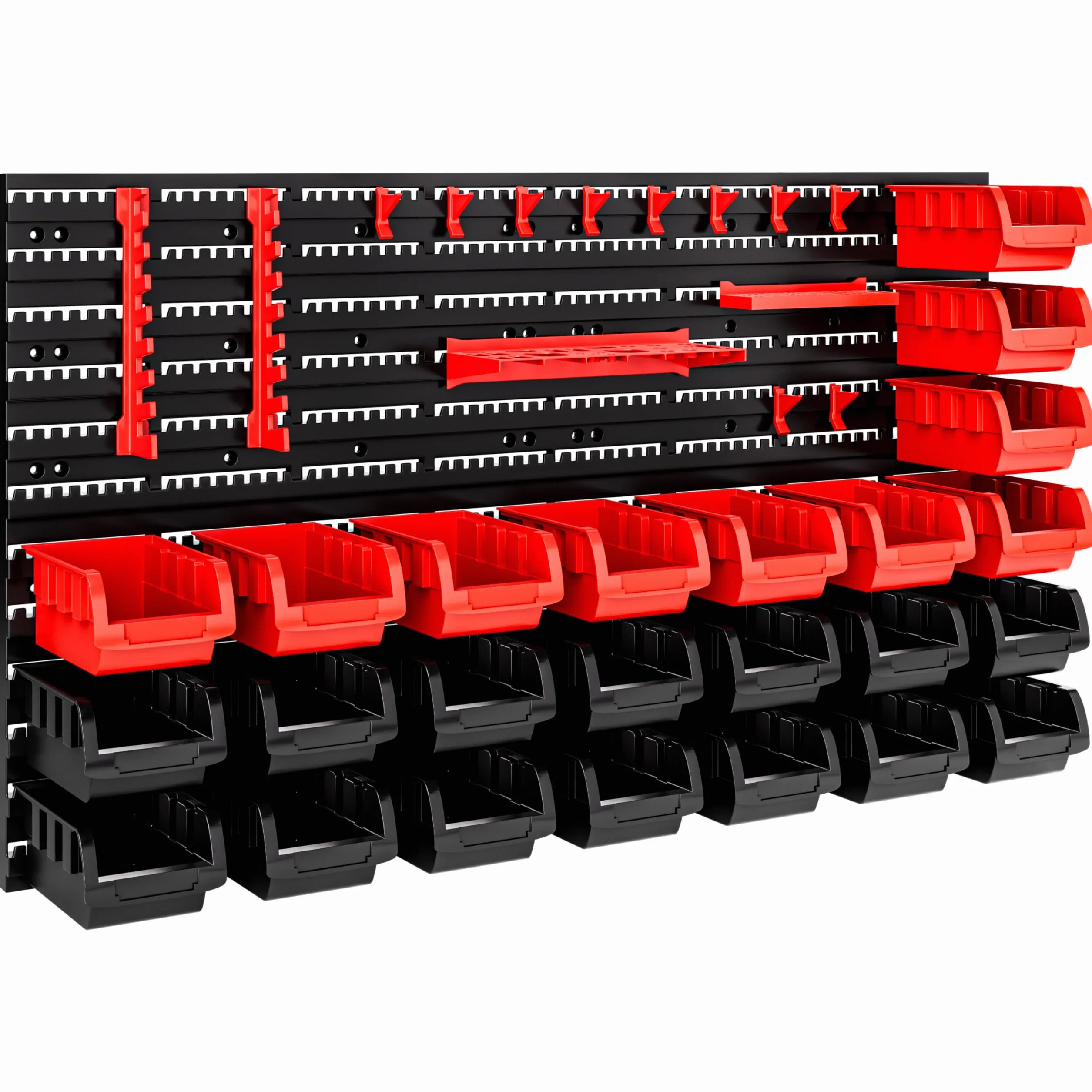 DEUBA® Organizador de Herramientas de Pared Cajas Apilables Paneles Perforados Ampliable Portaherramientas Sistema Almacenamiento Taller 43 Pzas