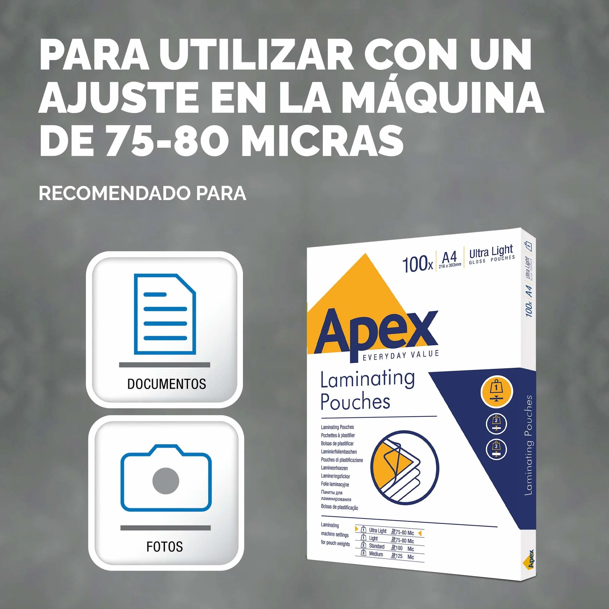 Fellowes Apex A4 Fundas de plastificar brillante 100 Hojas Super-Flex