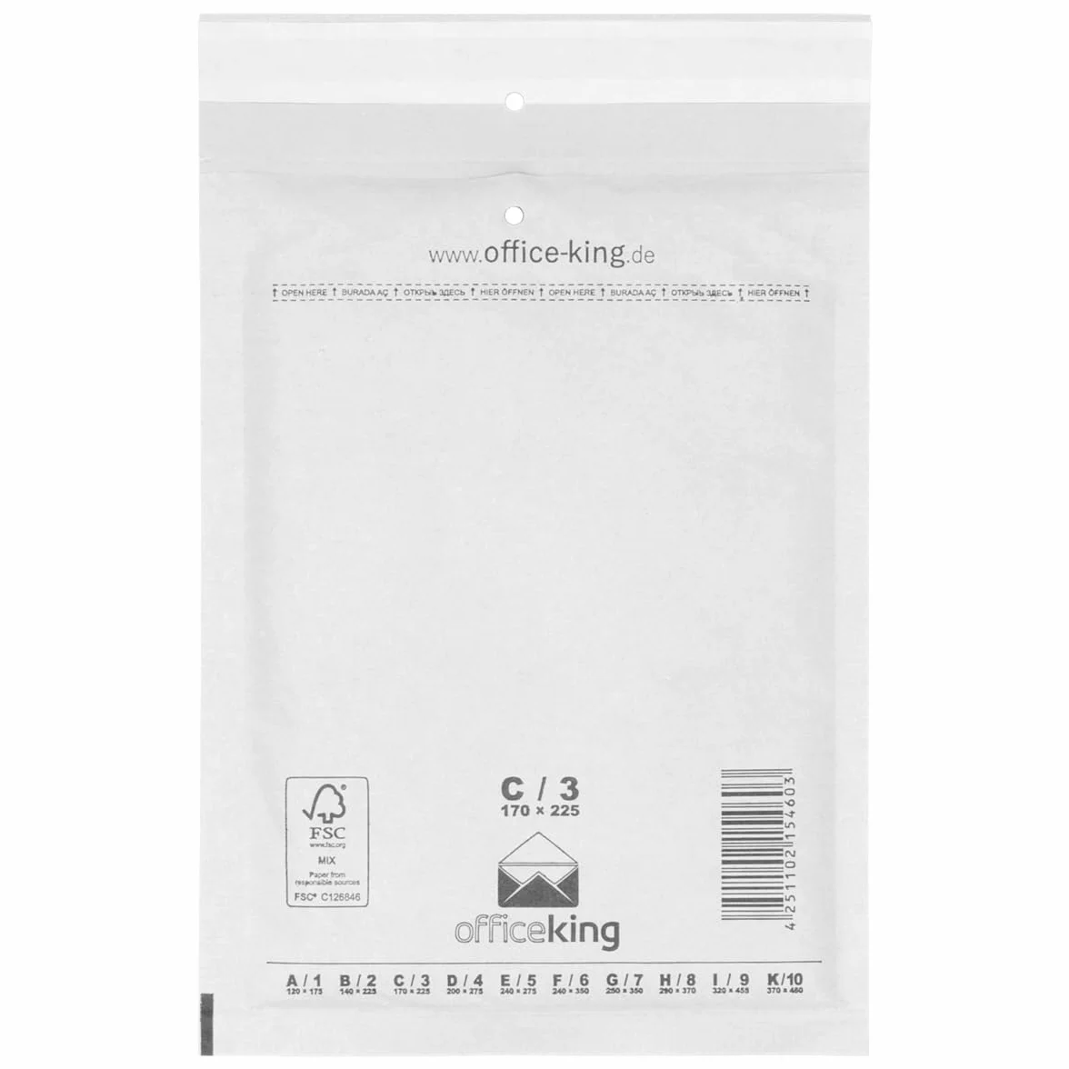 Officeking 100 sobres acolchados con burbujas C3 170x225 mm DIN A5 blanco