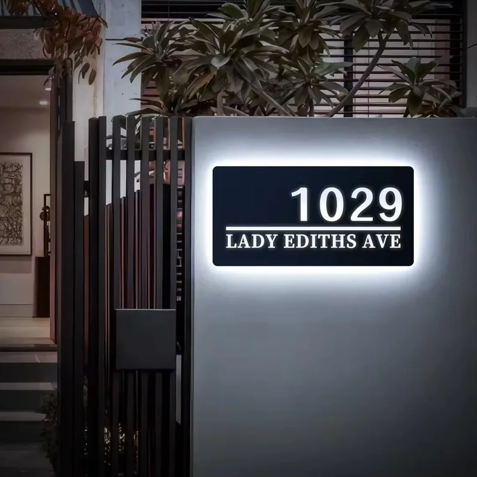 Placas De Dirección Modernas Y Personalizadas Con Luz LED, Número De Casa Iluminado En Acrílico 3D Personalizado For Exteriores Y Patios.(20x40 cm)