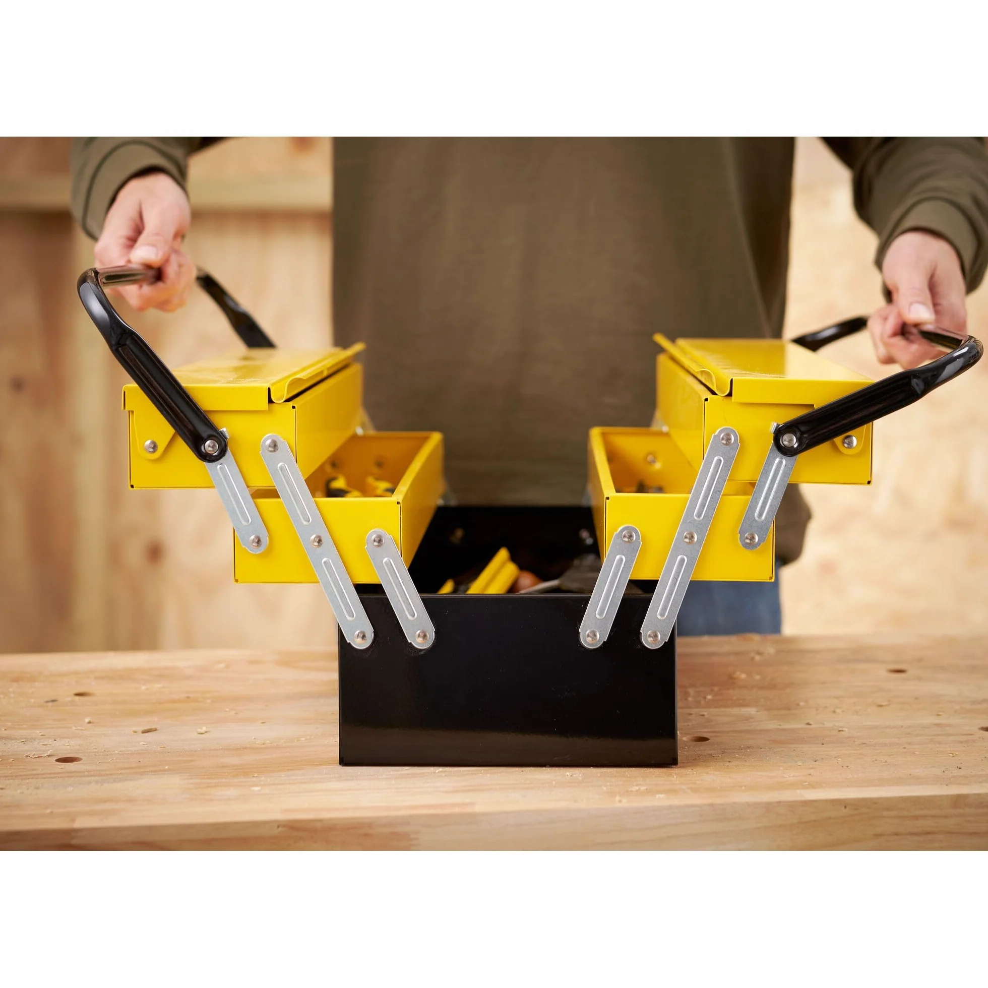 STANLEY - Caja de herramientas metálica de 5 cajones, Gran volumen de almacenamiento, Dos asas con bisagra, Sistema antipinzamiento, Dimensiones: 47.70 x 25.70 x 22.10 cm, 1-94-738