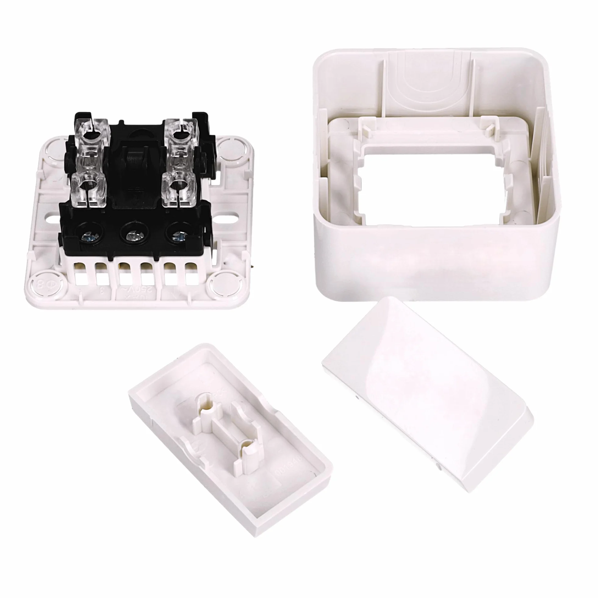 Mecanismo Superficie Policarbonato Blanco 10A 250V Doble Interruptor