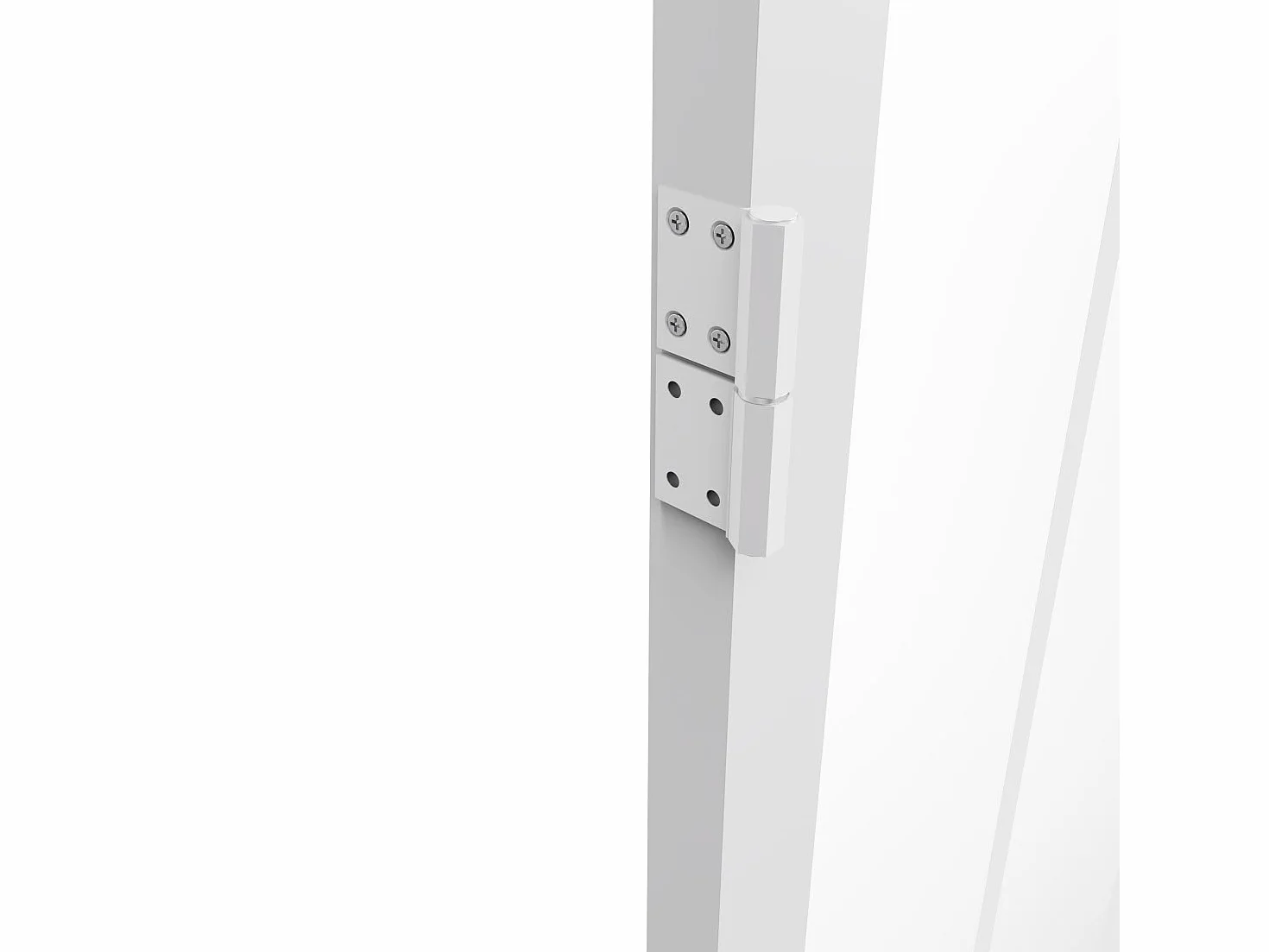 Vente-unique-Puerta reversible de aluminio y vidrio templado tipo taller - Alt. 204 x L73 cm - Blanco - ERMELO