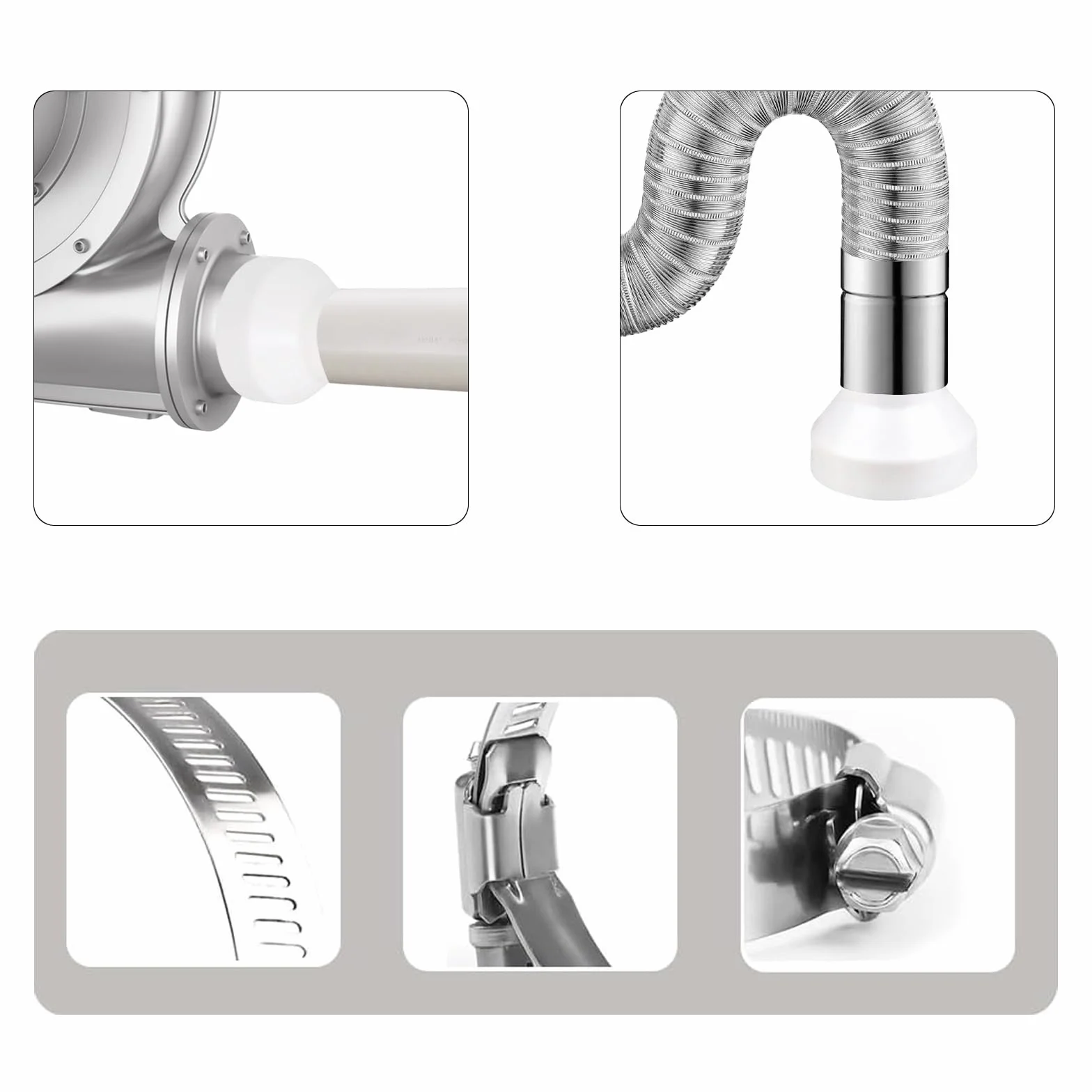 Adaptador de Conducto 150 mm a 100 mm, Tubo Reductor 150 a 100 Tubo Campana Extractora Reductor Universal para Sistema de Ventilación con 2 Abrazaderas, Adaptador para Conectar Conductos(ABS)