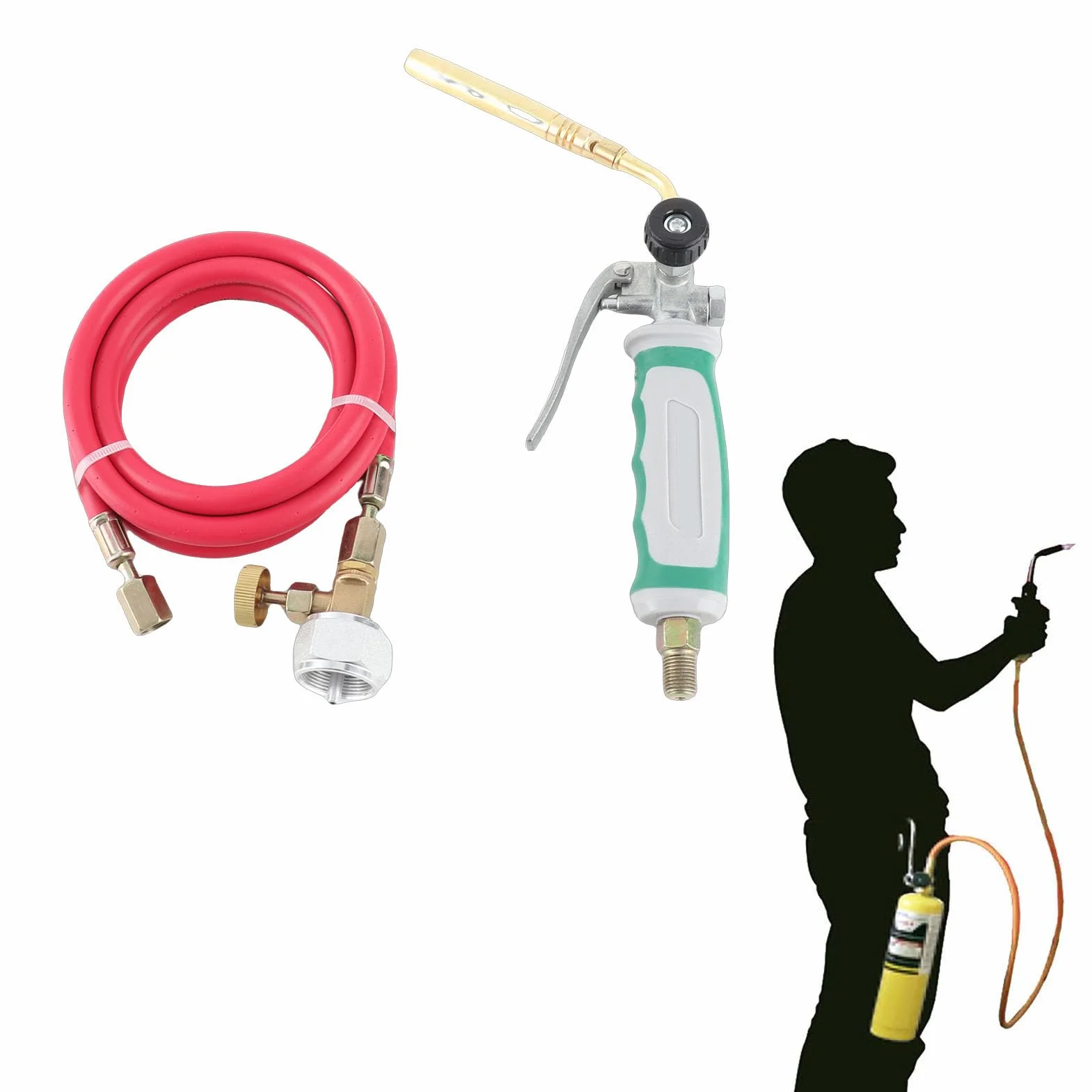 Kit de Soldadura de Soplete de Propano Mapp Cabeza de Soplete de Propano con Manguera de 1,6 M para Soldadura de Gas
