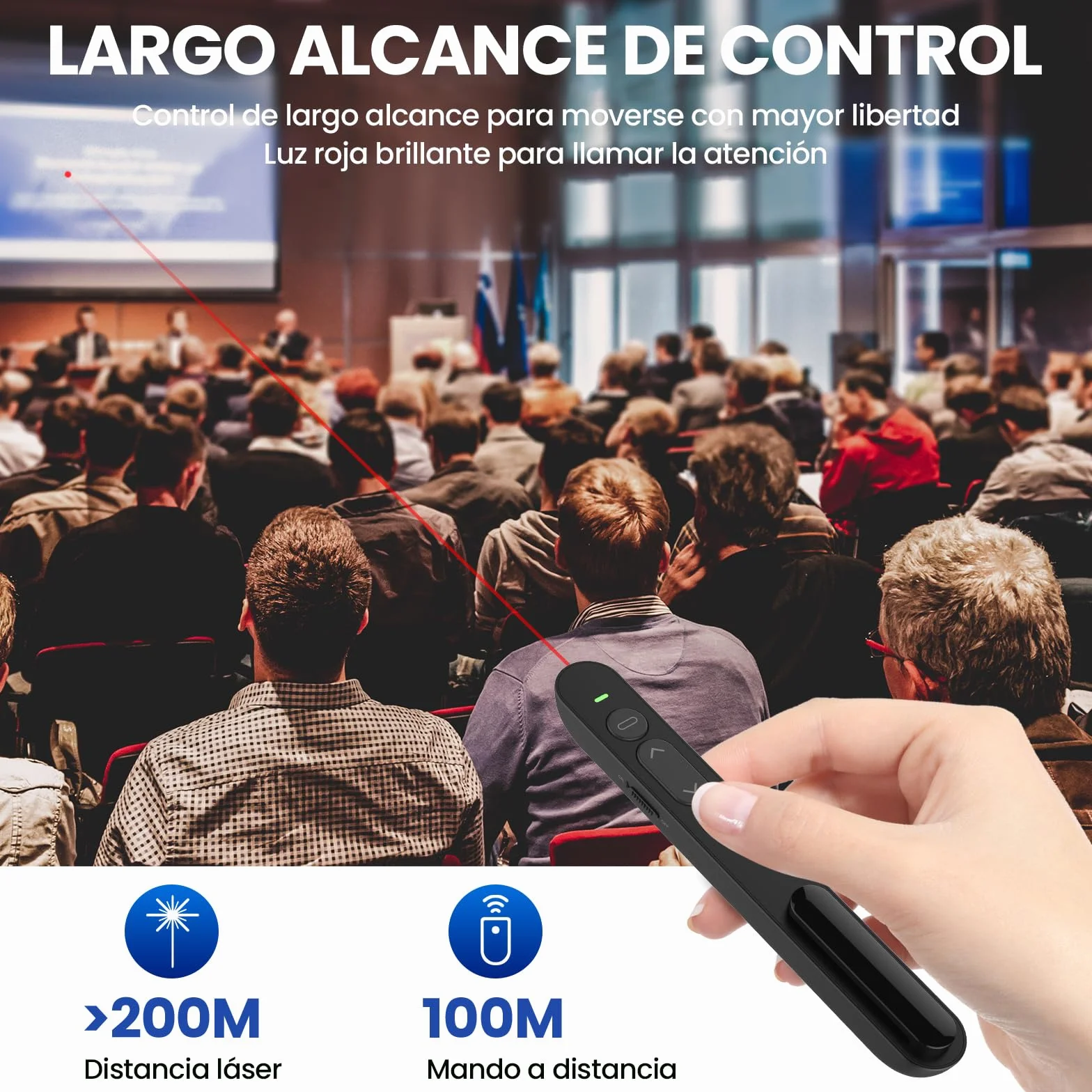 Puntero Presentaciones Remoto para PowerPoint, Keynote, Google Slides, PDF, MS Word, Plug & Play