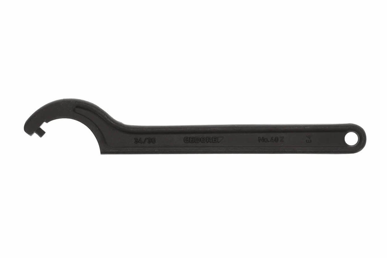 GEDORE Llave de gancho con espiga, Para tuercas cilíndricas con agujeros en cruz, Ancho de llave de 34 a 36 mm, Diámetro de punta 8 mm, Llave, 40 Z 34-36