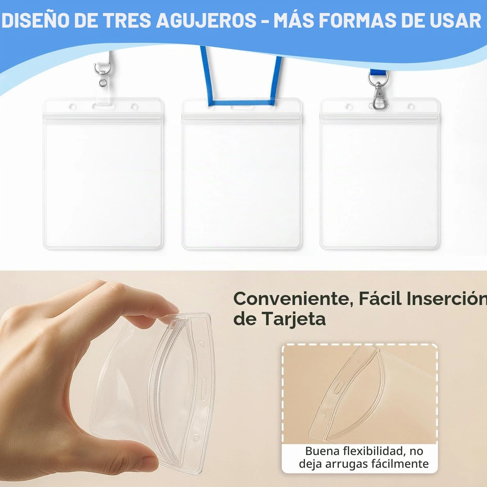 Funda vertical para tarjeta de PVC impermeable con cierre de cremallera