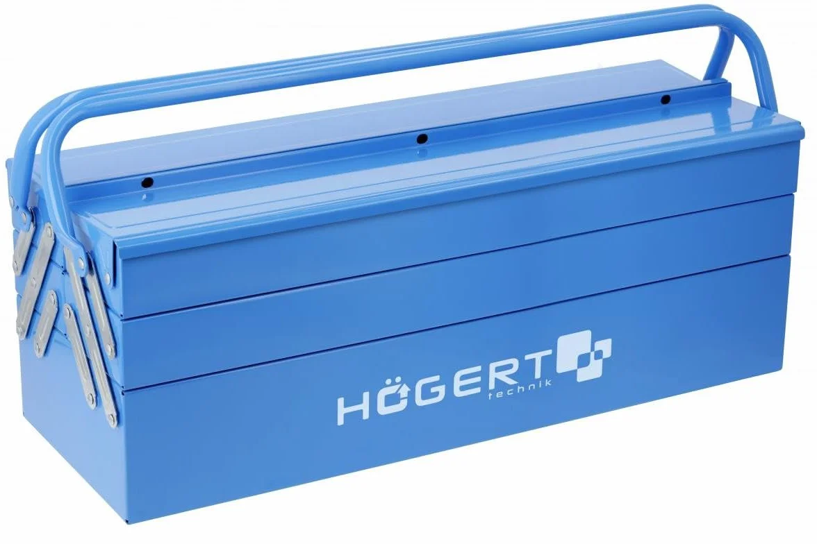 Högert Technik – Caja de herramientas de metal para herramientas y piezas pequeñas - Caja de herramientas - 53 cm x 20,5 cm x 20,5 cm x 20 cm - Caja con compartimentos totalmente accesibles - Maleta