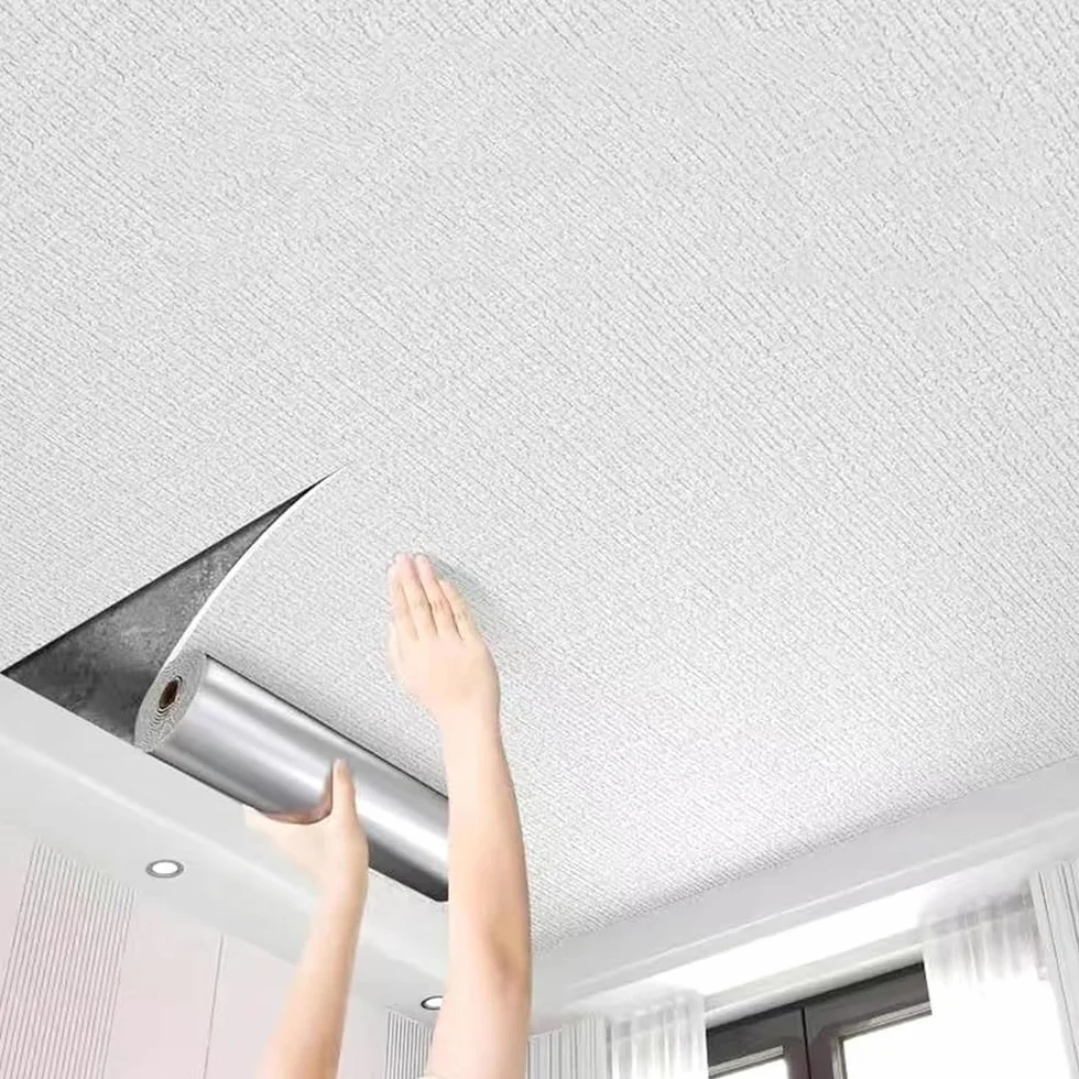 WYWY Paneles de Techo Autoadhesivos de Poliestireno - Resistentes a Grietas y Fáciles de Cortar, para Baño, Cocina y Hogar(White,50x10m)