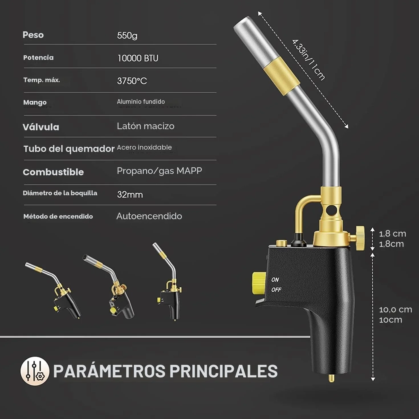 Antorcha de Propano MAPP para Soldadura Fuerte de Fontanería - Piezoeléctrica, Utilizada para Soldar y Quitar Pintura - Excluye Cilindro de Gas