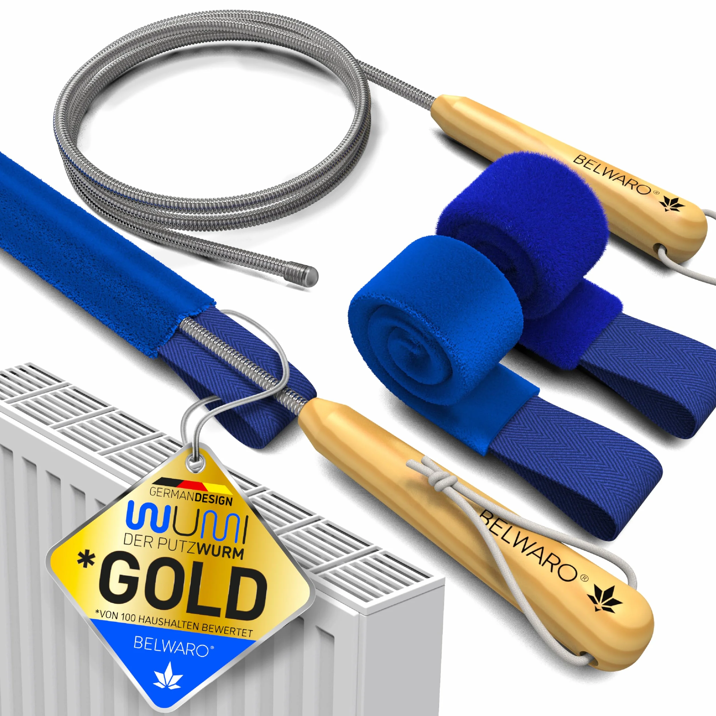 WUMI - Cepillo de limpieza para radiadores con 2 mangueras de microfibra extralargas, muy flexible y lavable, limpieza rápida