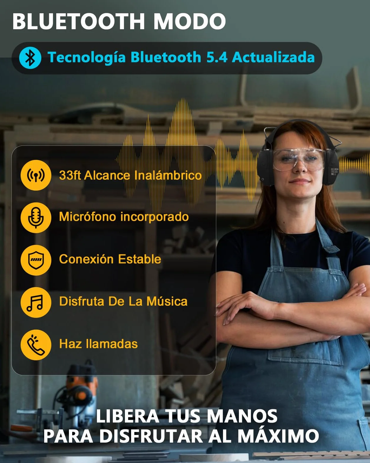 PROHEAR Cascos Antiruido Protector Auditivo Reducción Activa Ruido Amplificación Sonido SNR 27dB NRR 22dB Bluetooth