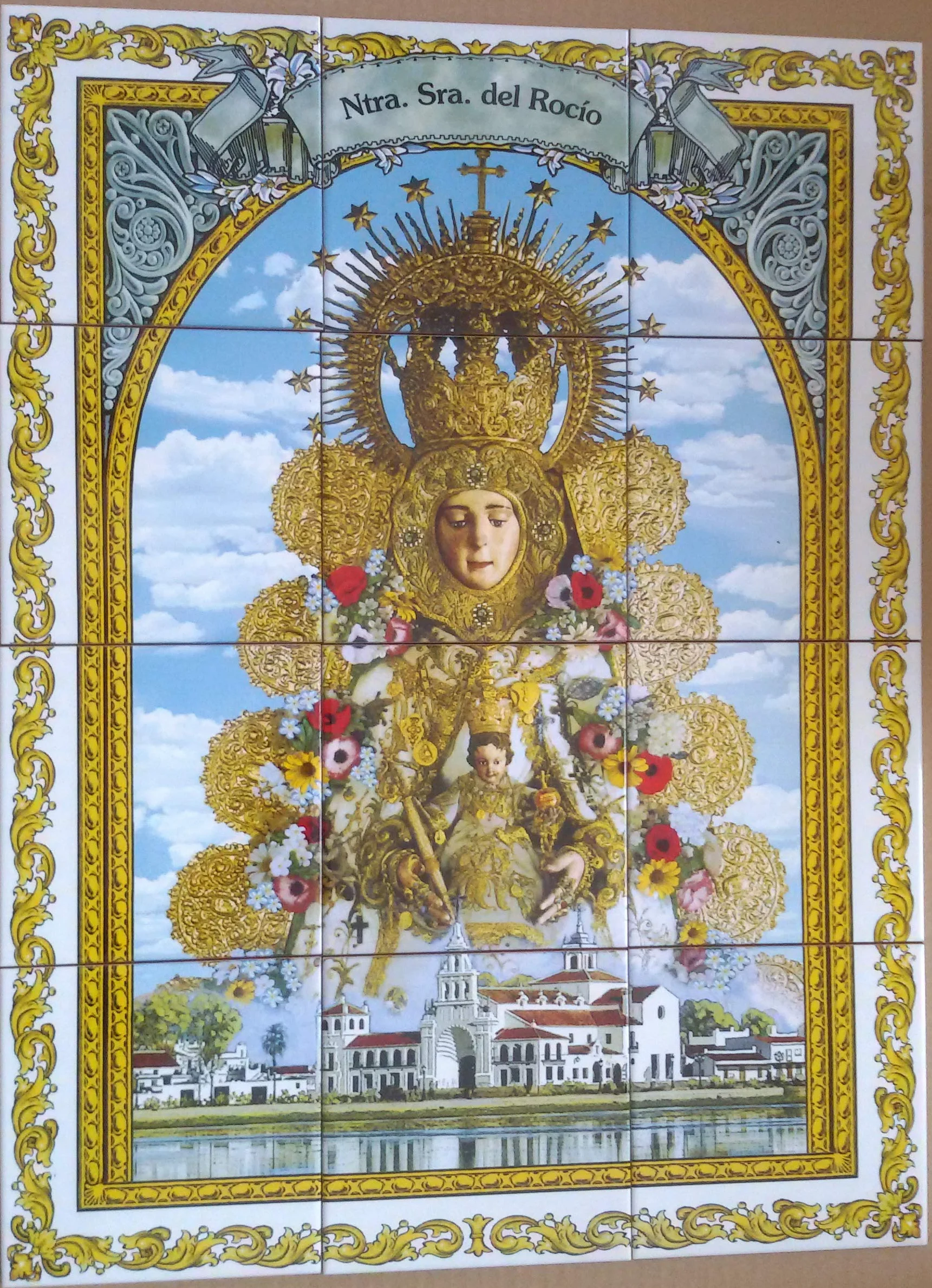 Rustiluz Azulejo religioso de la Virgen del Rocío de 45 x 60 cm