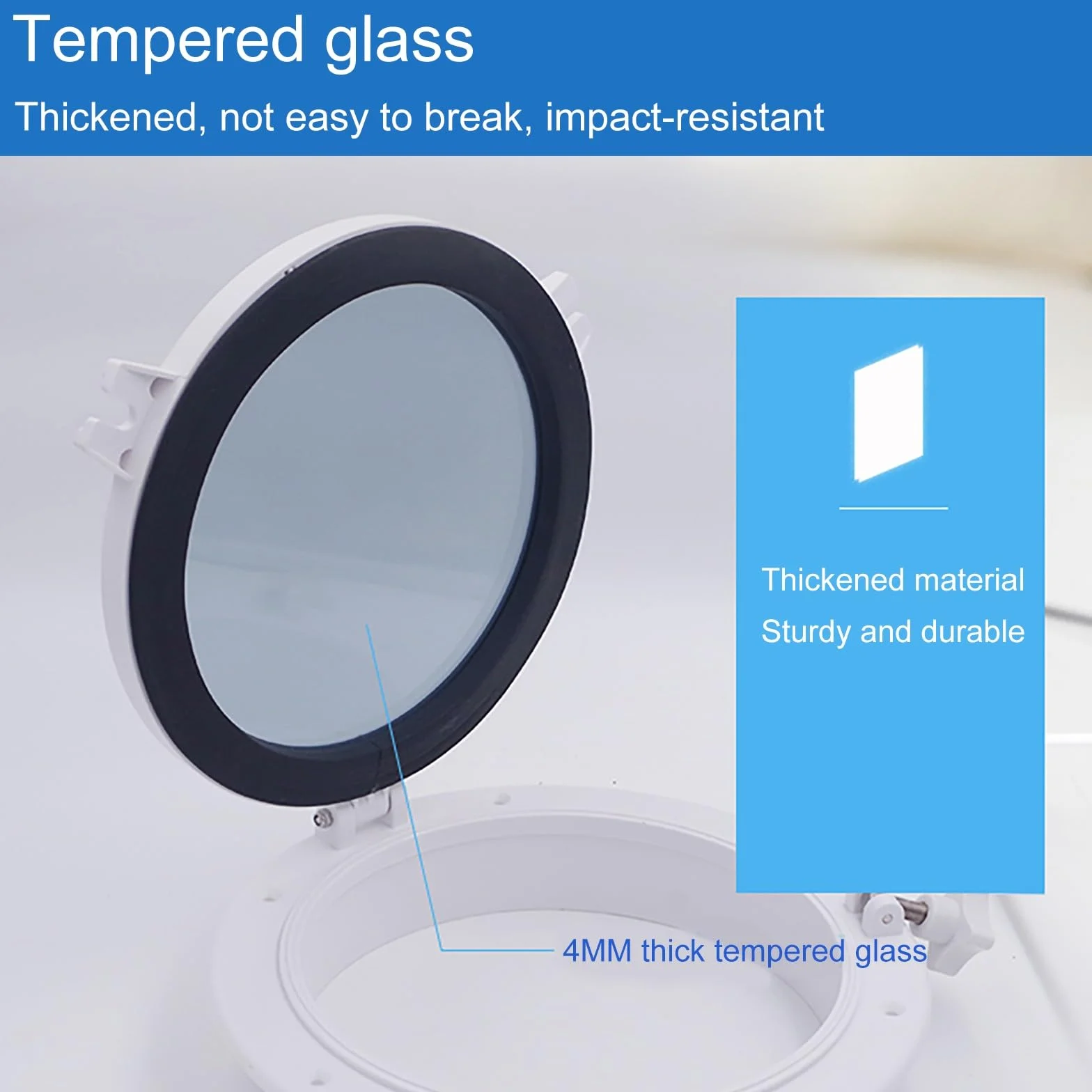 Redondo Vaso Ventana del Cobertizo, Ventana De Ventilación Empotrada, Ventanas Vidrio Templado Aislamiento Y Ventilación Abatibles,para baño, granero, garaje(Black,26cm/10.3in)