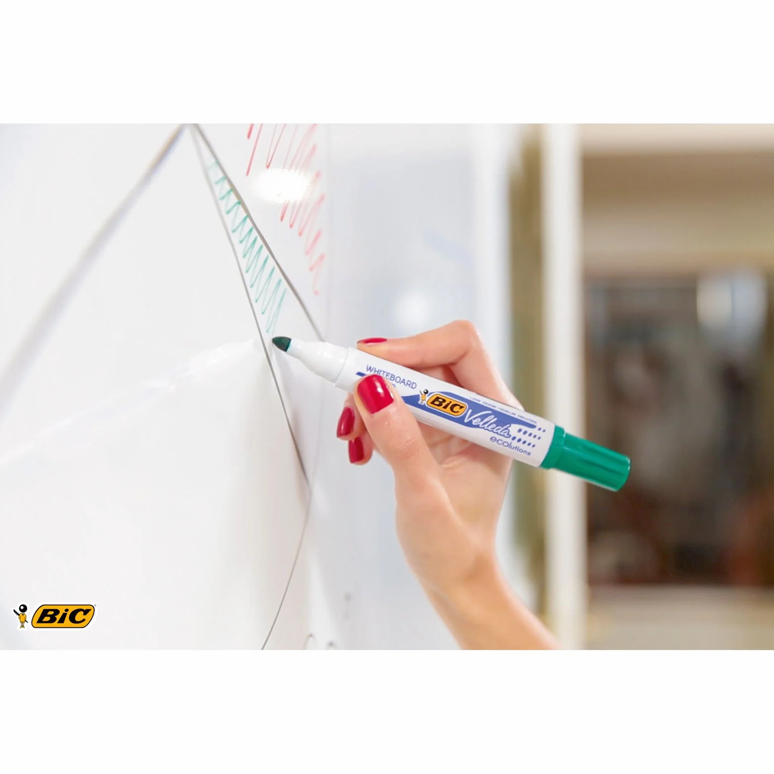 BIC Velleda Marking Rotuladores para pizarra blanca, 1701 ecolutions, Negro, Punta Media, Caja de 12