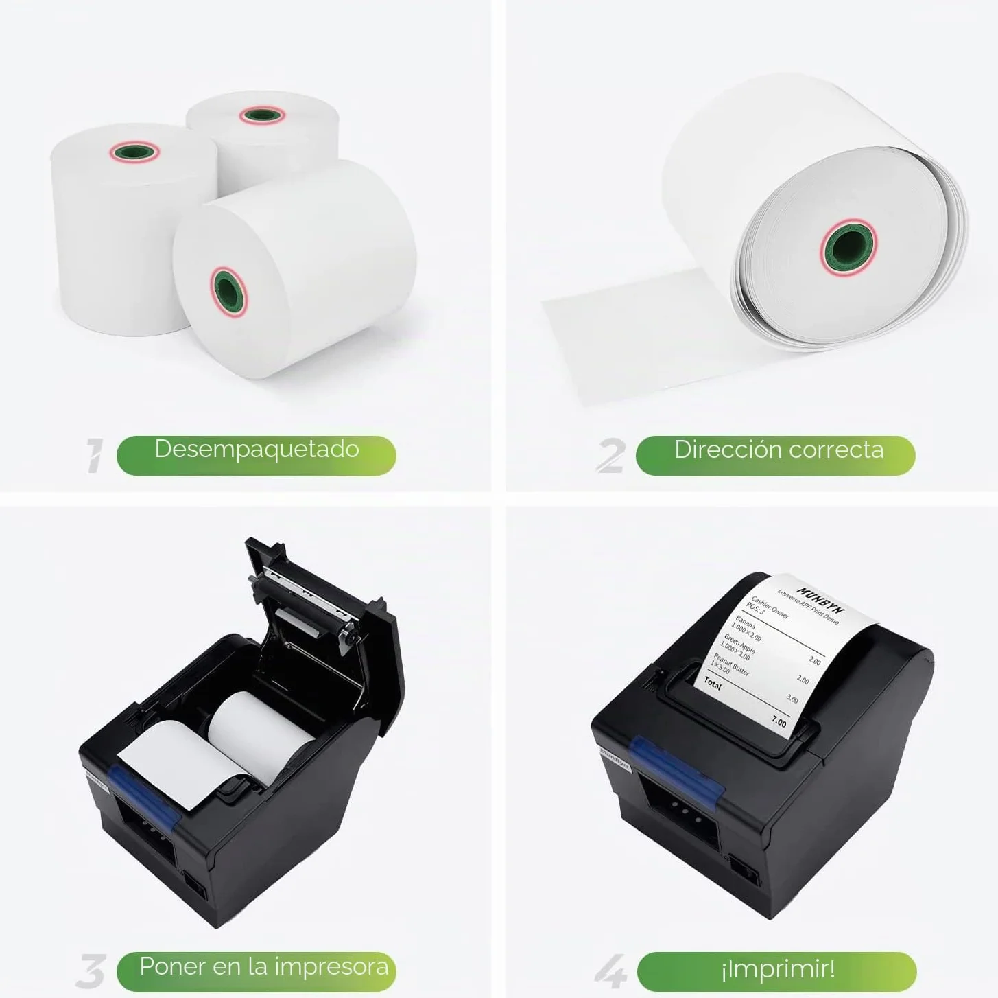 MUNBYN Rollos Papel Térmico 80 mm x 80 mm x 80 m, Rollo Termico de primera para Epson, NetumScan, impresora de recibos de 80 mm y registro POS cuadrado, libre de BPA y certificado FSC [10 Rollos]