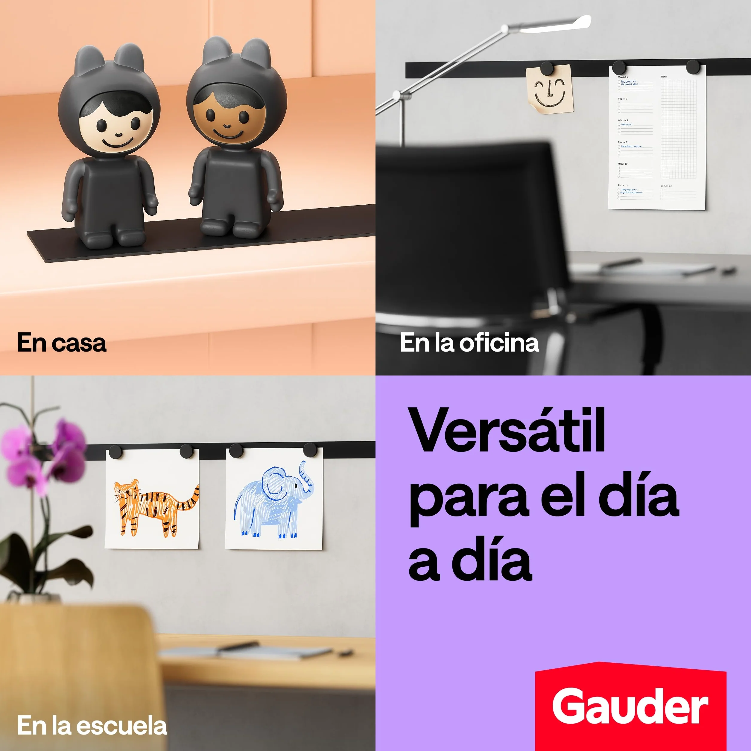 GAUDER Cinta metálica autoadhesiva - Banda magnética para imanes y Figuras Tonie® & estanterías - Cinta ferrosa & banda de hierro para manualidades y organización (1 m x 35 mm - negro)