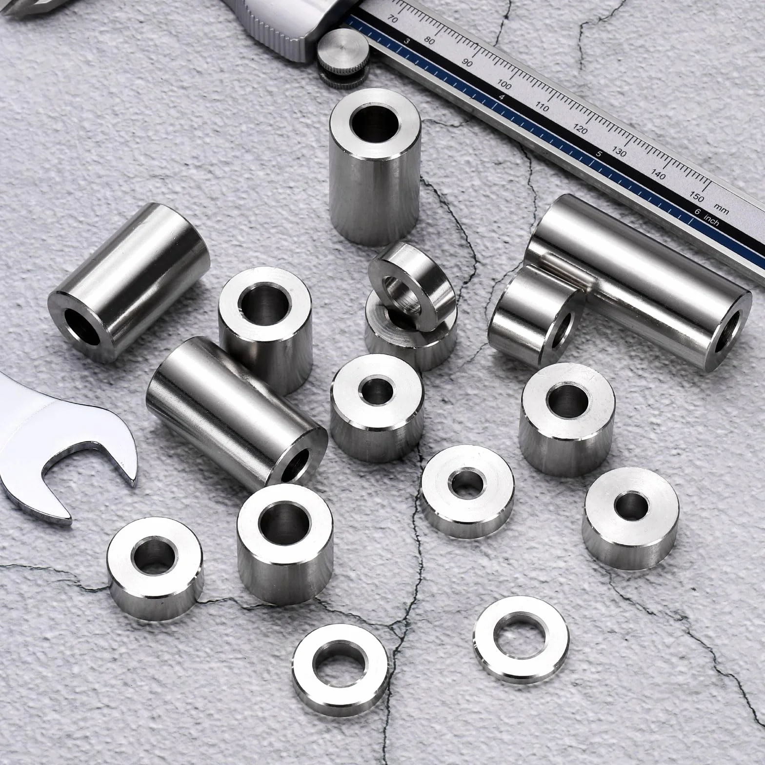 QUARKZMAN 10pcs Espaciador Inoxidable Acero 5/16" ID x 3/4" OD x 2" Longitud Casquillo de Tornillo Acabado Liso, Espaciador Metal Redondo para M8 Tornillos, Pernos y Varillas