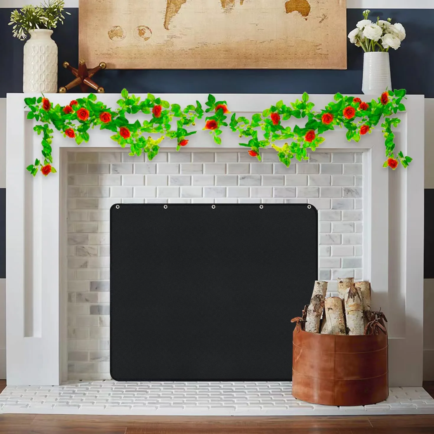 Cubierta magnética para Chimenea, Bloqueador de Corrientes de Aire, Manta para Chimenea contra la pérdida de Calor, Bloqueador de Aire frío, Cubierta para Chimenea (99 cm W x 82 cm H)