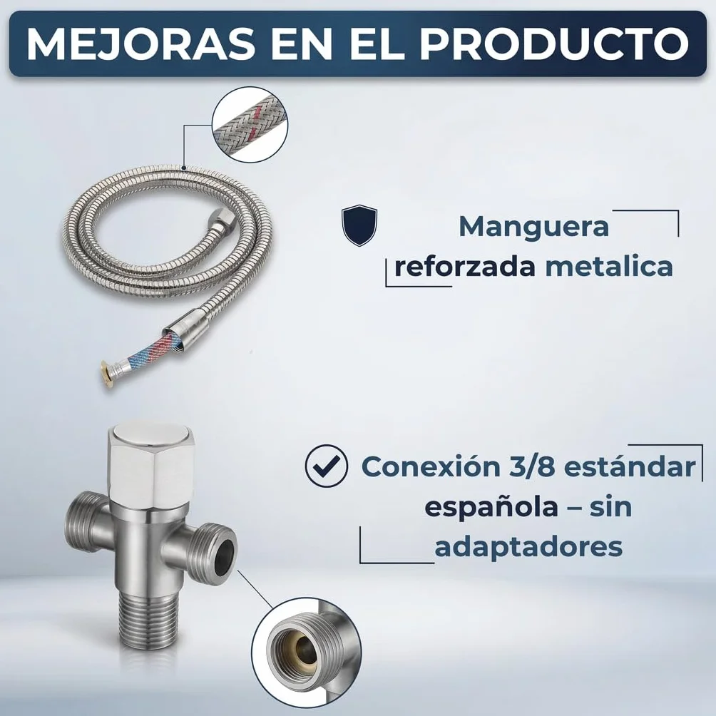 Ducha bidet para WC con sistema de montaje fácil e incluye todo lo necesario