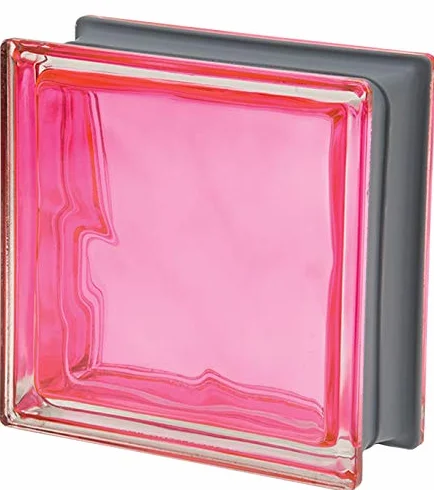 Bloque de Vidrio Metalizado Magenta Ondulado , 19 X 19 X 8 Cm