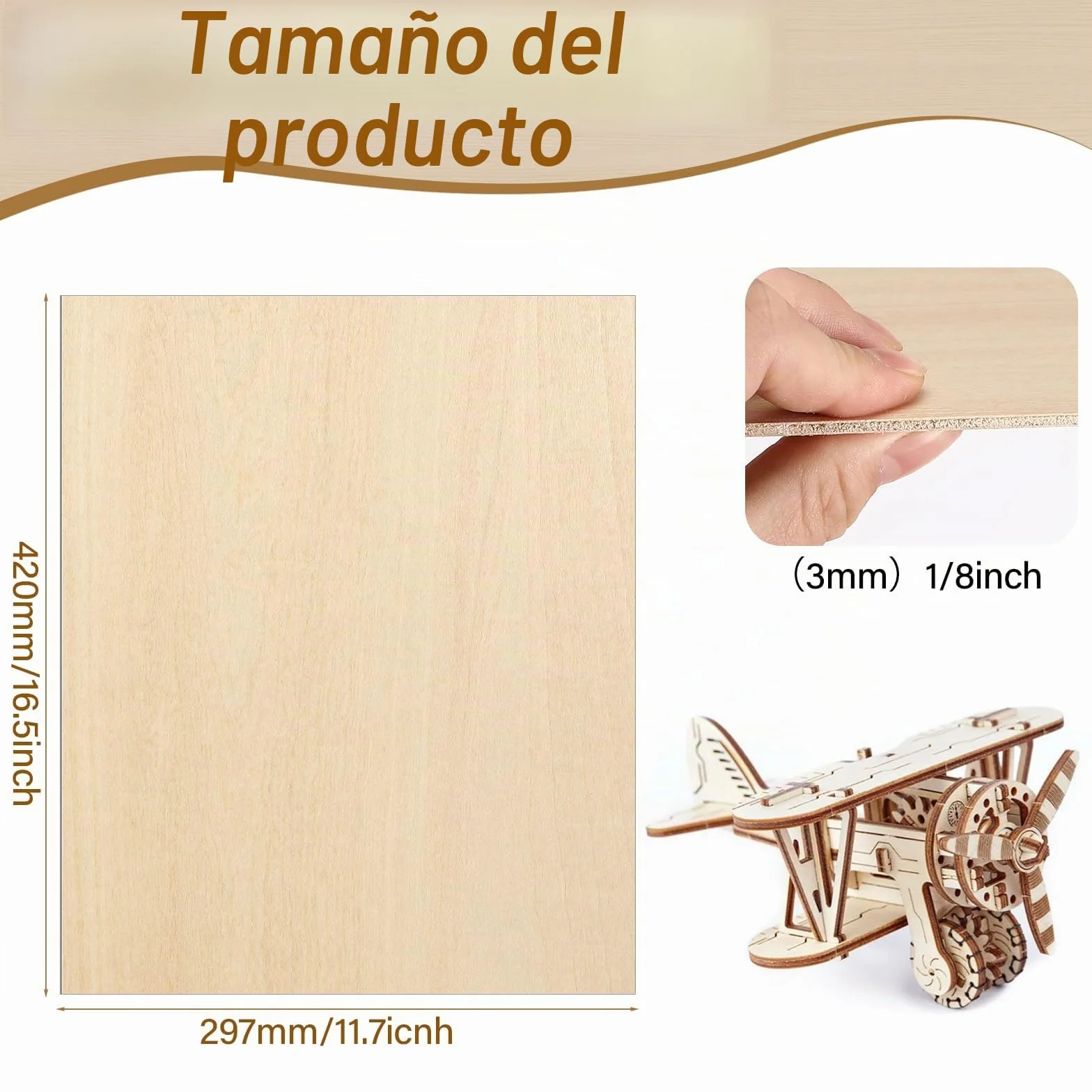 Pavlleen 12 Piezas Contrachapado A3,Basswood Contrachapado,420 * 300mm | Tablero Madera,Para Bricolaje,Regalos,Pintura,Manualidades,Decoraciones,CorteLáser,Modelado