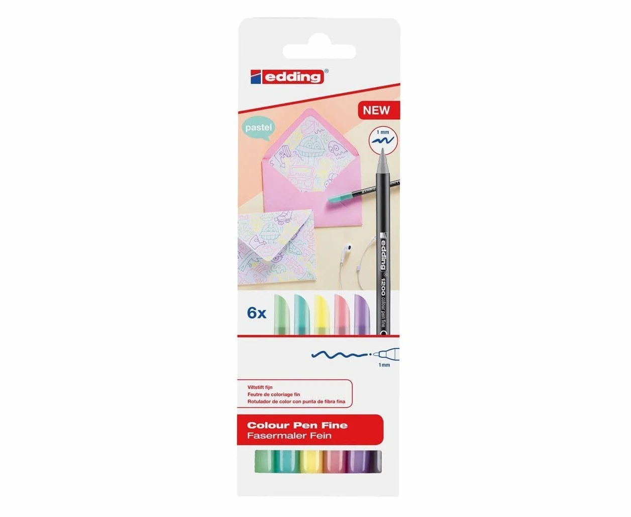 Edding 1200-6 Rotuladores Surtidos Punta Redonda 1 mm Colores Pastel Pack 6
