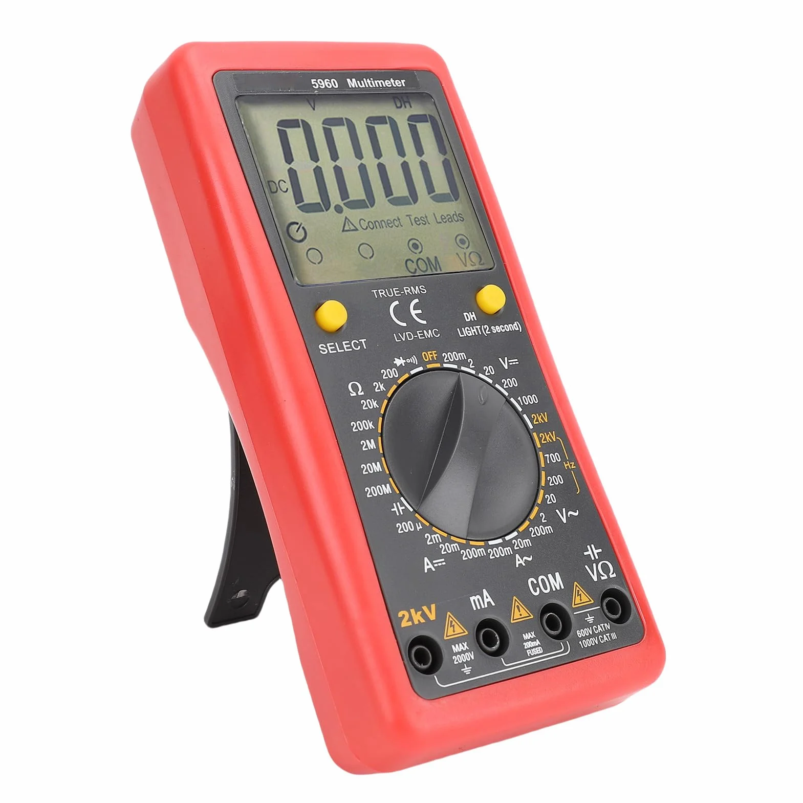 Aramox Probador Multímetro Digital, Material ABS, Medidor de Corriente de Voltaje de Alta Precisión, Pantalla LCD Retroiluminada para Electricistas y Proyectos de Bricolaje