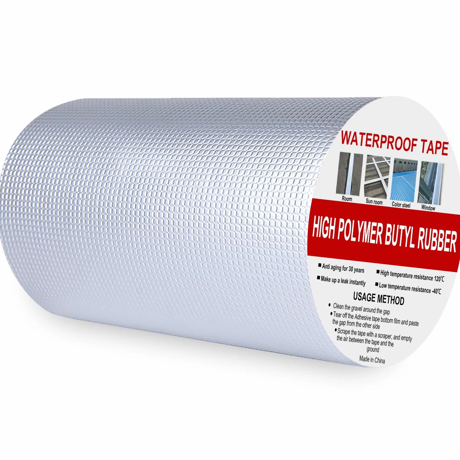 Cinta de Butilo Impermeable 200mm x 5m, Sellador Fugas Agua, Cinta de Butilo para Reparación, Impermeable Sellador Adhesivo para Fugas en Techo, Espacio enAlféizar de Ventana, Tubería