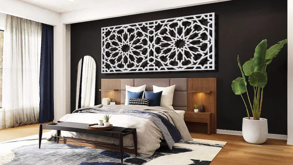 Celosía Decorativa PVC 100 x 200 cm - 5 mm | Celosía Árabe | Separador Ambientes PVC, Panel Decorativo Pared Fachada, Valla Jardín, Biombo Comedor Cocina Cabecero Cama Cuadro