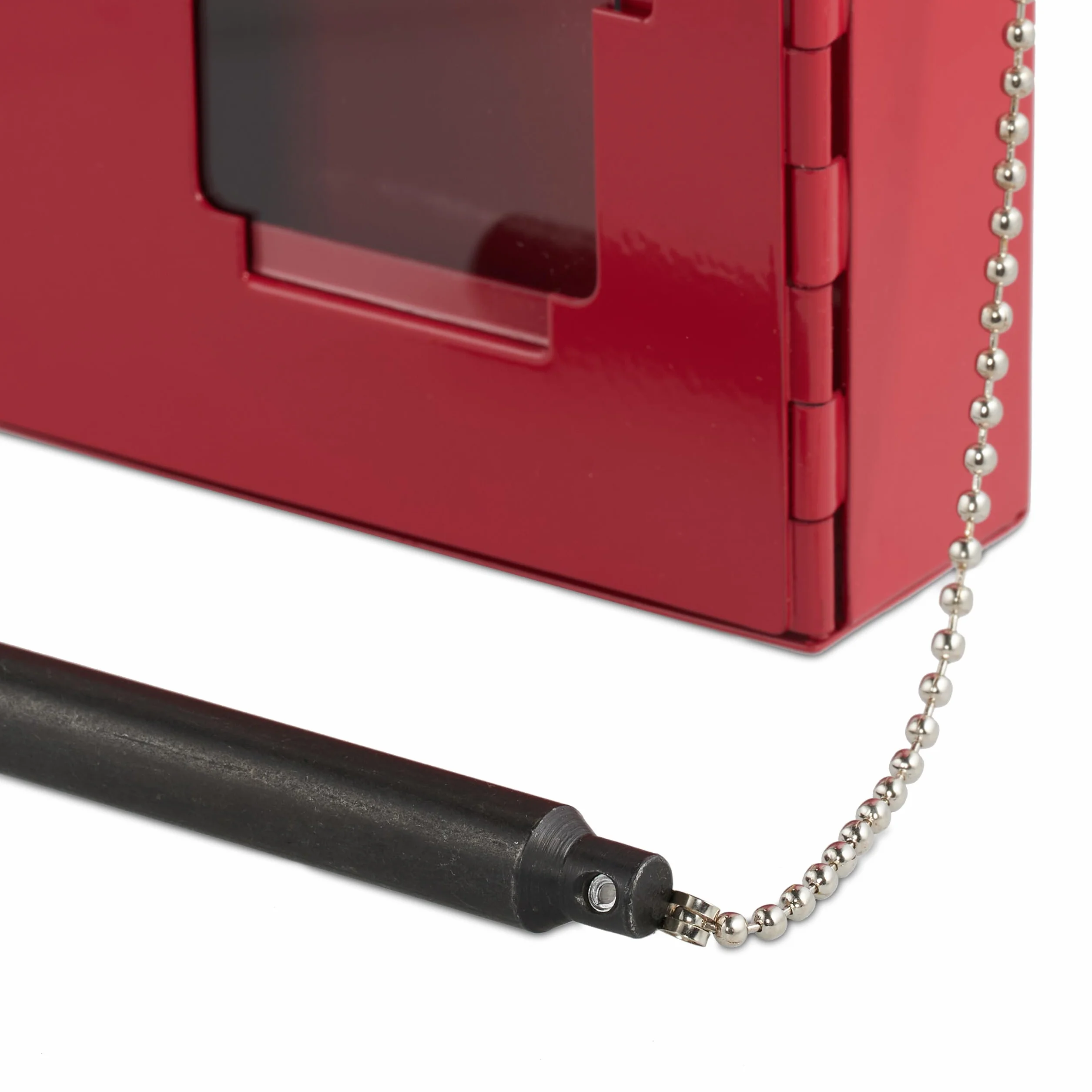 Relaxdays Caja para Llave de Emergencia, Cajetín con Ventana de Vidrio y Rompecristales, Cerradura, Cajita Metal, Rojo
