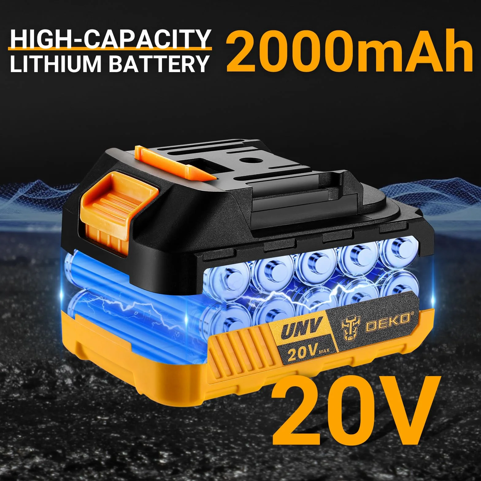 DEKOPRO 20V Lijadora Excéntrica Inalámbrica con 1 Batería de 2,0 Ah, Lijadora de 125 mm Madera 13000 RPM, Incluye 15 Hojas de Lija, Apta para Proyectos de Bricolaje en Madera, Gris