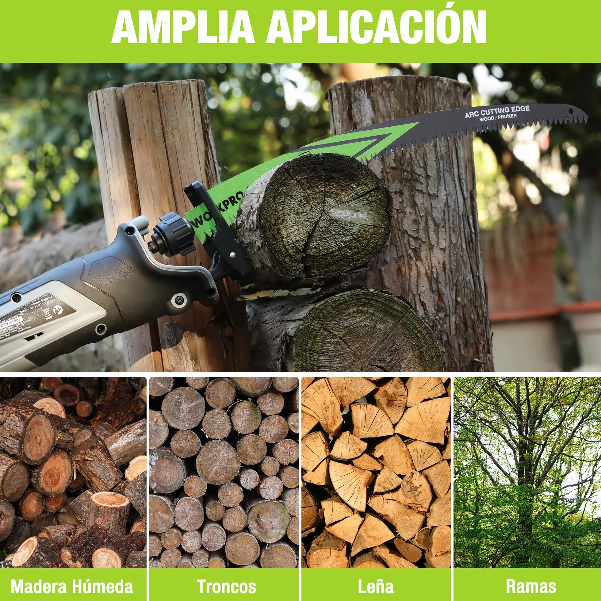 WORKPRO 5 Piezas Hojas de Sierra de Sable Cr-V 38cm 6TPI para Poda de Madera