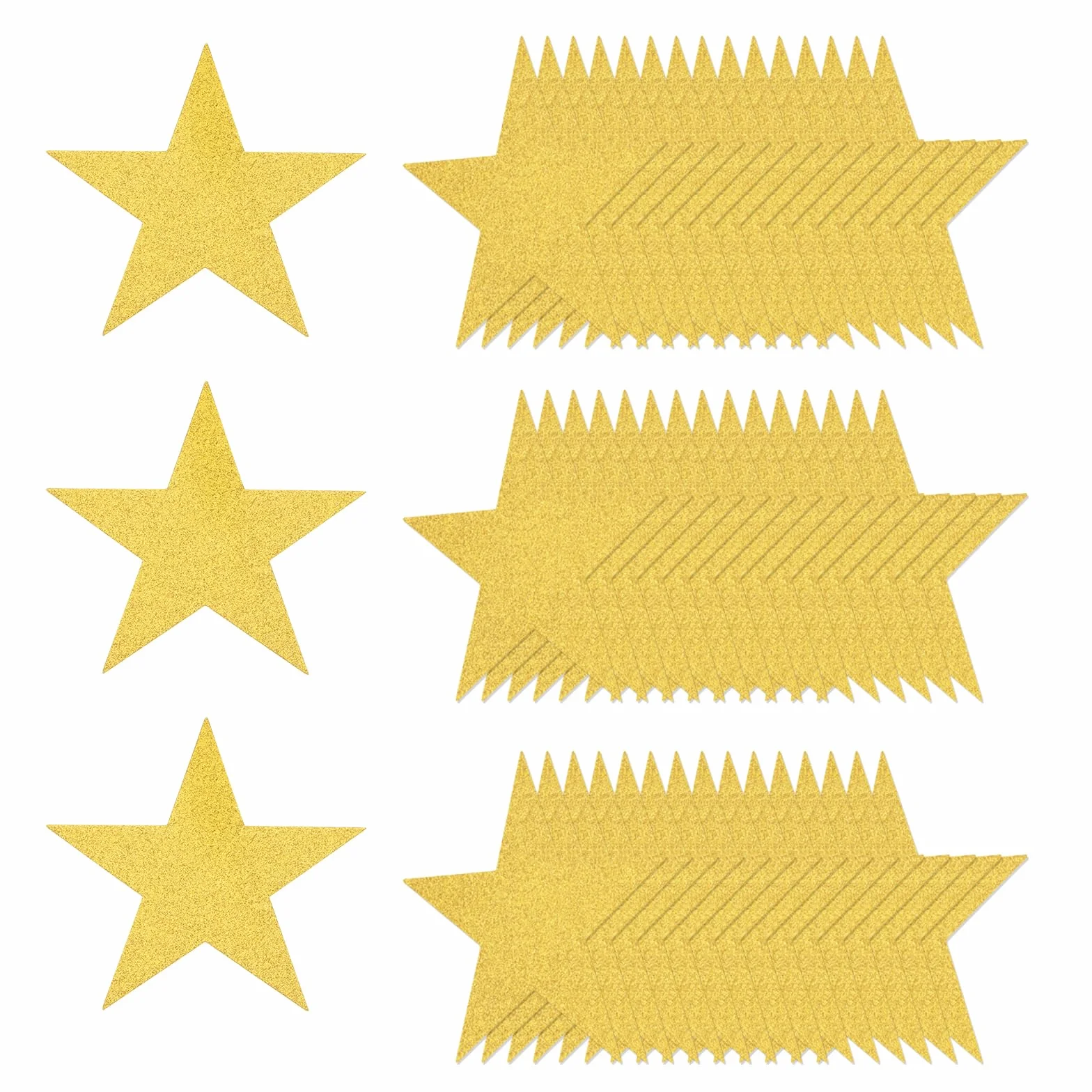 QUARKZMAN 50 Pcs Estrellas Brillantes Recortadas de Papel 6 Pulgadas Dorado Confeti Decoración de Pared para Fiestas