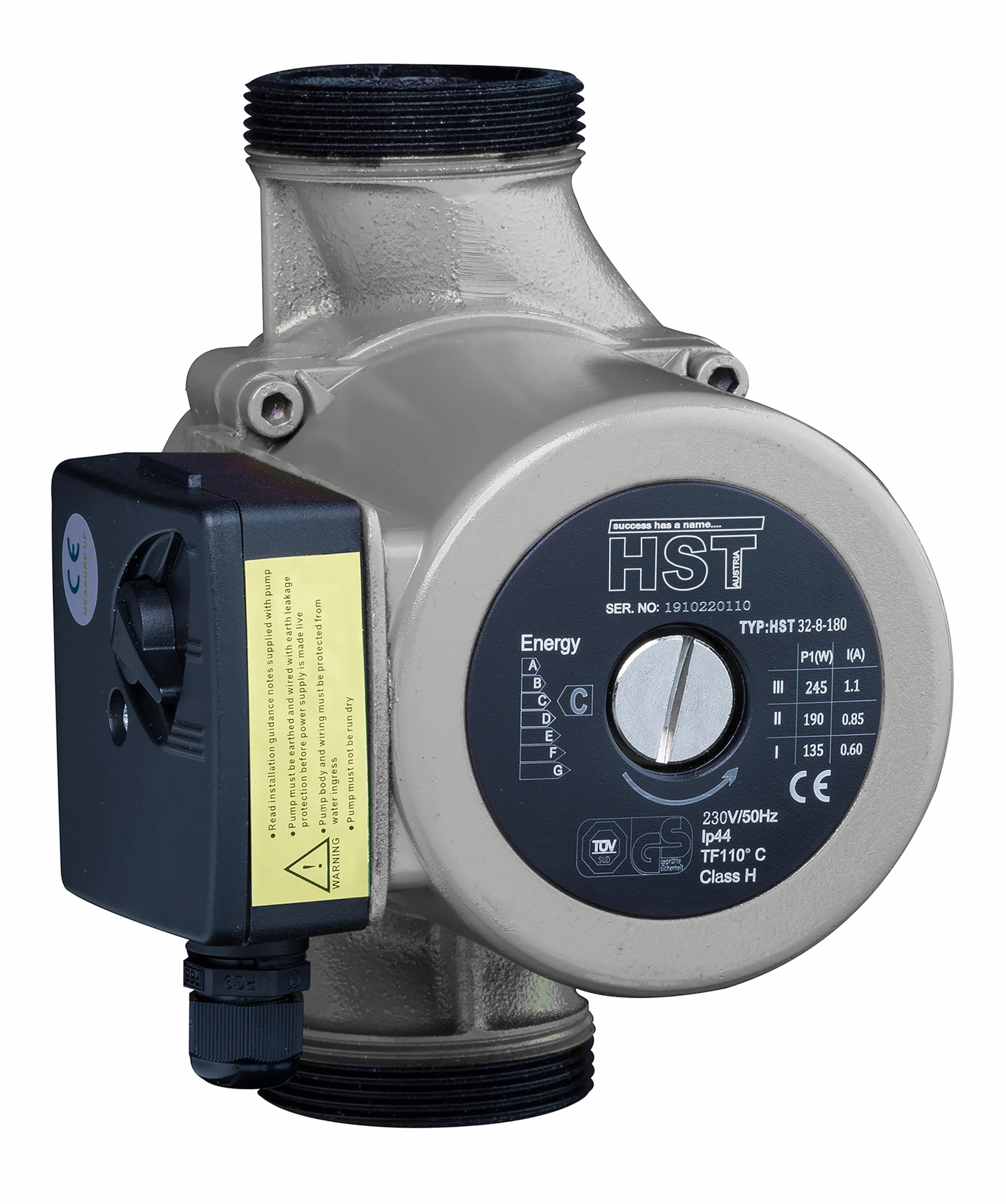 HST | Bomba de calefacción | Bomba de circulación | HST 32-80/180 mm | Altura de entrega 8 metros