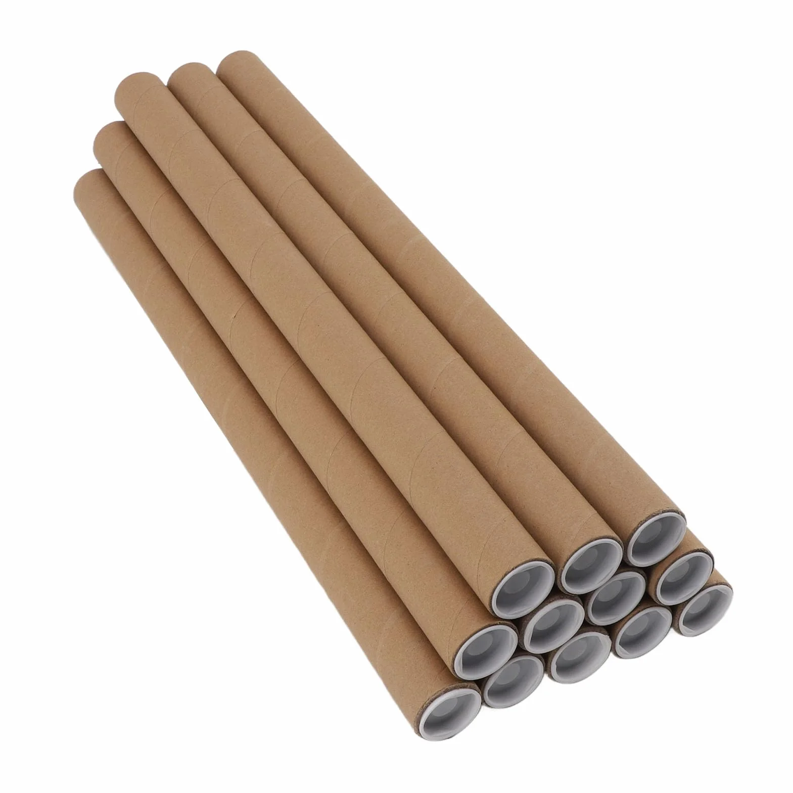 Luqeeg 12 Pack Tubos de Correo con Tapas, Tubo de Cartel de Papel Kraft, Cartón para Envíos Pesados (3,4 x 51 cm)
