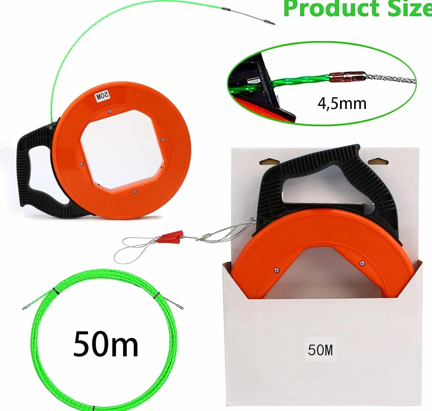 Guia Pasacables, Guía Pasacables Profesional Espiral con 2 Muelles y 5 Conectores para Ayuda de Extracción de Cables