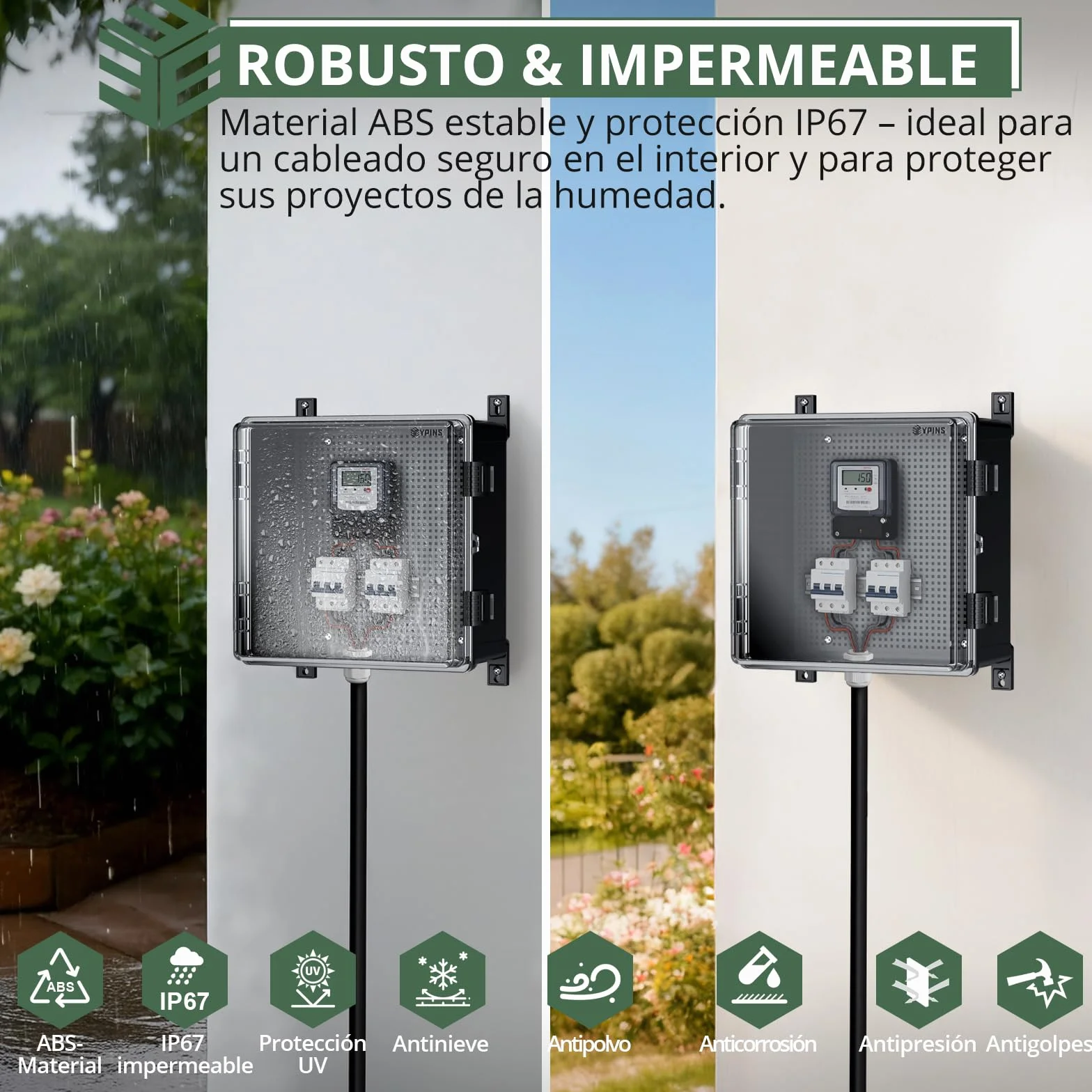 EYPINS Caja Estanca Exterior Electrica Impermeable IP67, Cuadro Eléctrico Superficie con Carcasa ABS, Cajas de Empalmes 30 * 30 * 17cm, Transparente
