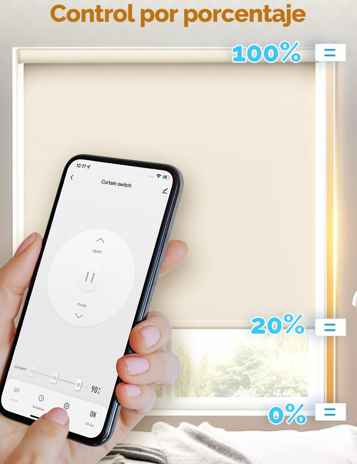 MOES Interruptor de Persianas Inteligente WiFi 2.5D, Control de Persianas con Ajuste de Porcentajes, Temporizador y Control por Voz, Compatible con Alexa y Google Home, Requiere Cable Neutro 4 PCS