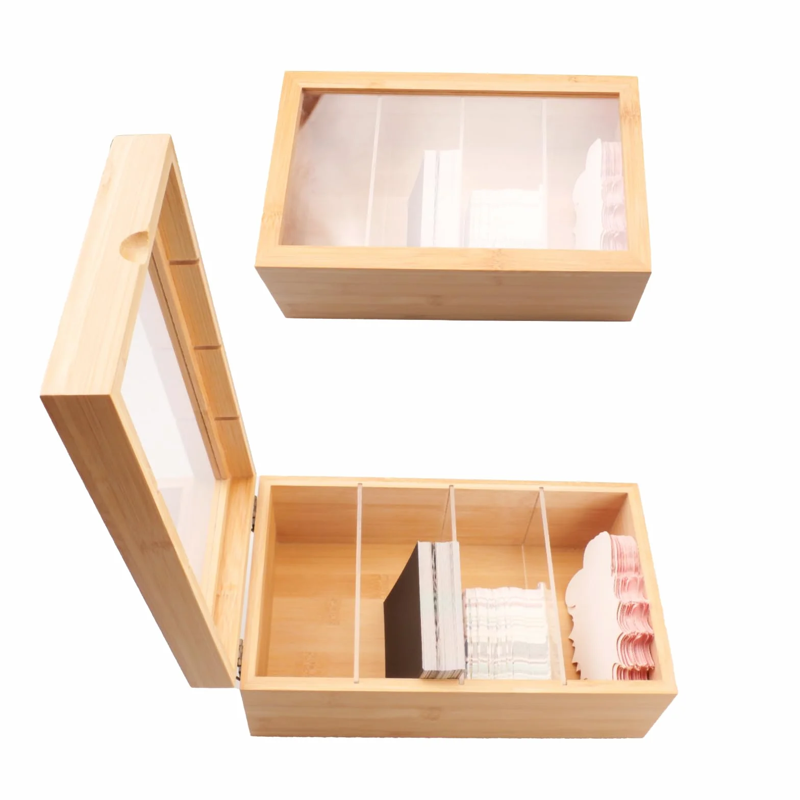 Portatarjetas de madera 4 compartimentos organizador oficina escuelas hogar