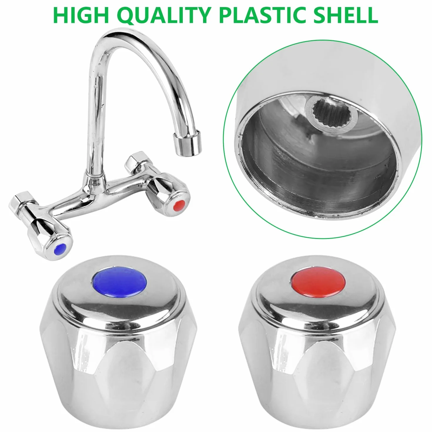 Kit de Válvula de Grifo, Resistente y Fácil de Usar, Juego de Tapa de Válvula de Grifo con Insertos de Válvula y Tornillos, Accesorios de Válvulas de Grifo, para Cocina, Baño (Latón + Plata)