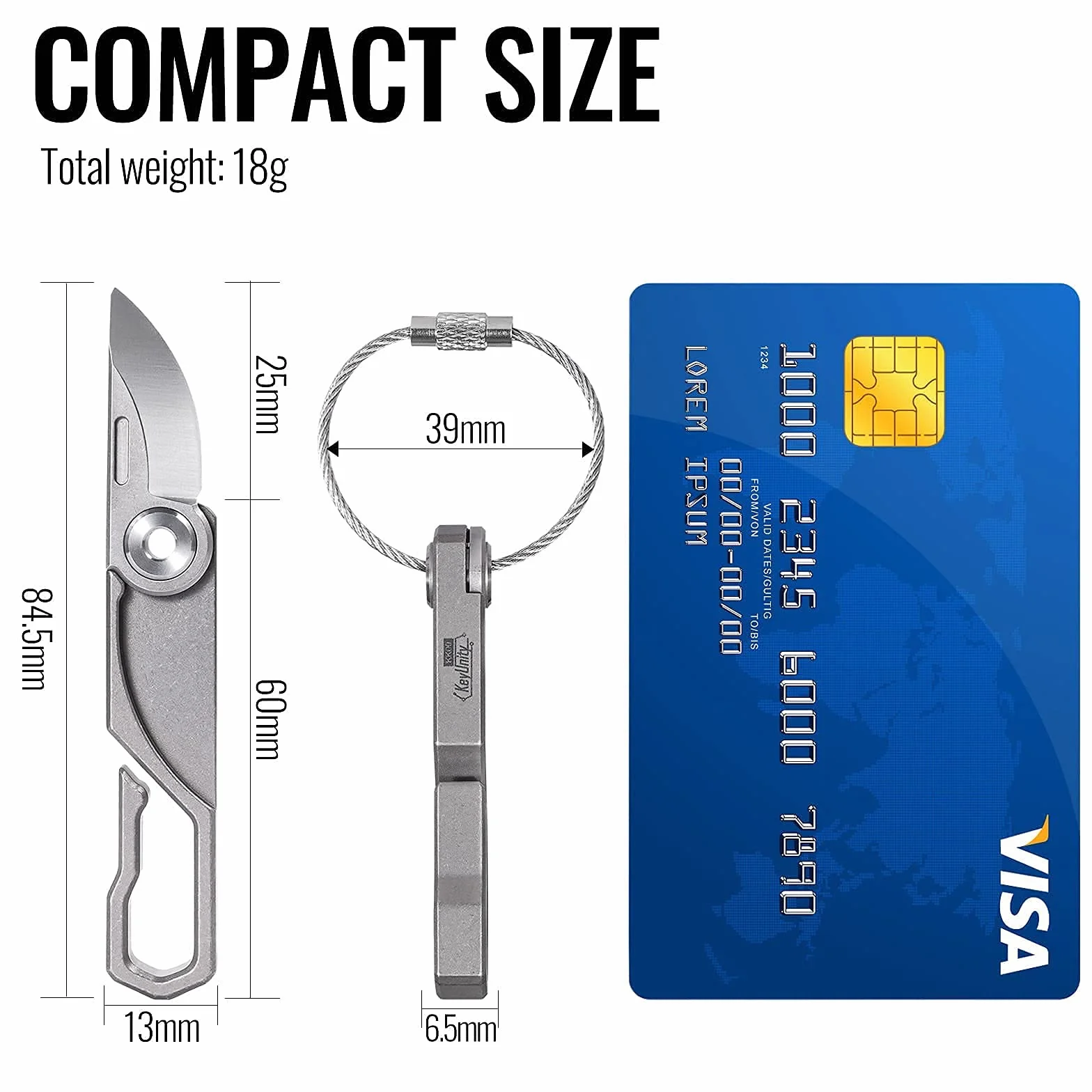KeyUnity KK00 Mini Cuchillo de Bolsillo Plegable para Hombres - Cuchillo EDC de Titanio Pequeño y con Llavero 0.98 Pulgadas para Camping al Aire Libre de Uso Diario