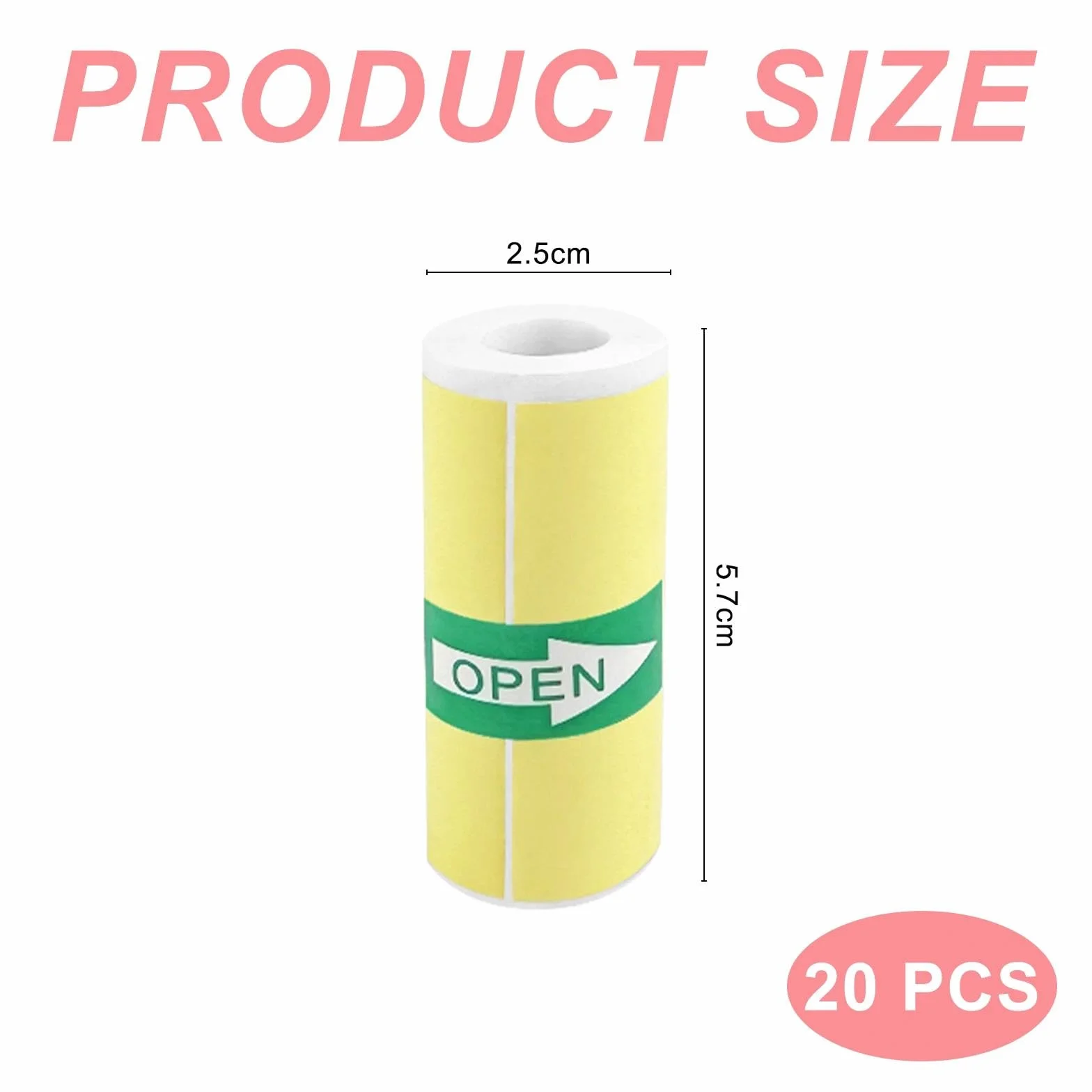 20 Rollos Papeles Cámara Fotos Niños, Papel Impresora Termica, Rollos Camara Fotos Infantil Instantanea, Mini Recarga de Papel de Impresión, Pegatina Imprimible Autoadhesiva (57 x 25 mm)