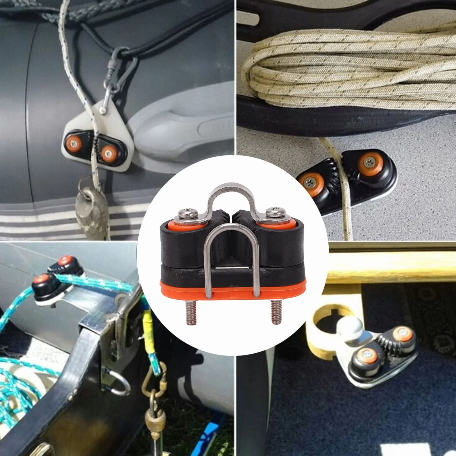 Tuees Mordaza de Leva para Velero, Mordaza de Leva de Entrada Rápida de Diseño Resistente con Anillo Guía para Cabo de 3-12 Mm