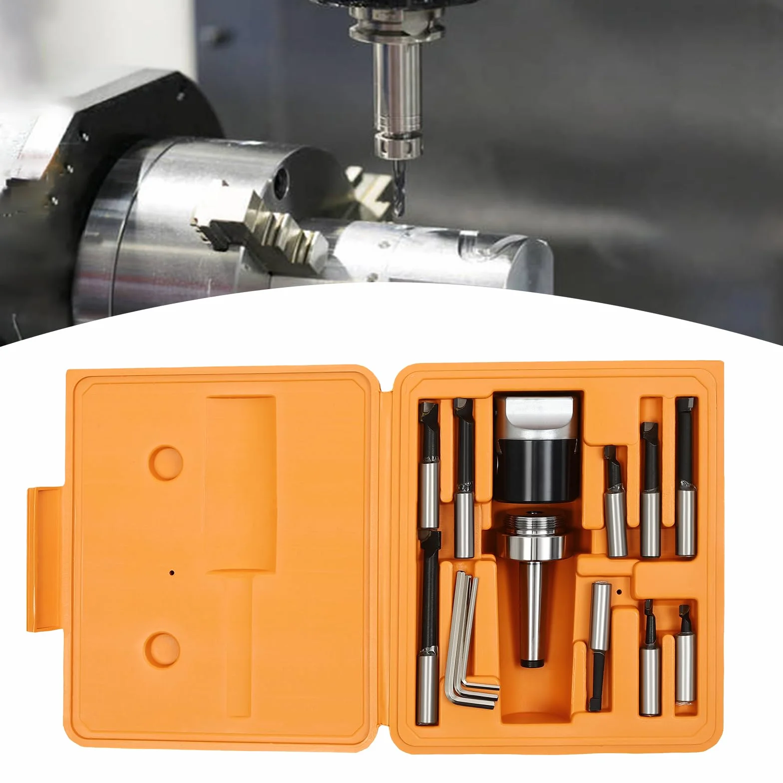Juego de cabezales de taladro, accesorios para fresadora, juego de herramientas para fresadoras y taladros, cabezal de extracción MK2 M10 / 50 mm con barras de taladro, fresadora + estuche