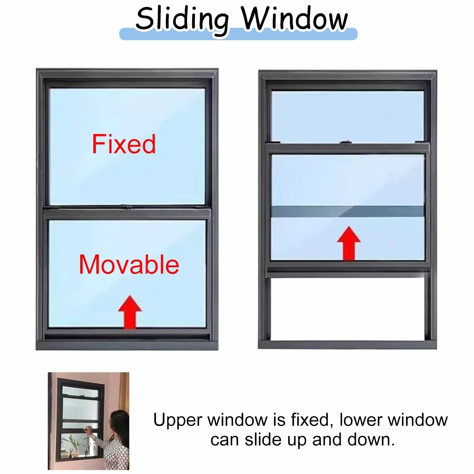 Ventanas Aluminio Ventanas de Reemplazo para Sótanos, Ventanas de Metal Ventilables para Cobertizos, Ventanas Corredizas para Cafeterías Escolares o de Comida Rápida, Ventanas Insonorizadas(Gray,70x90