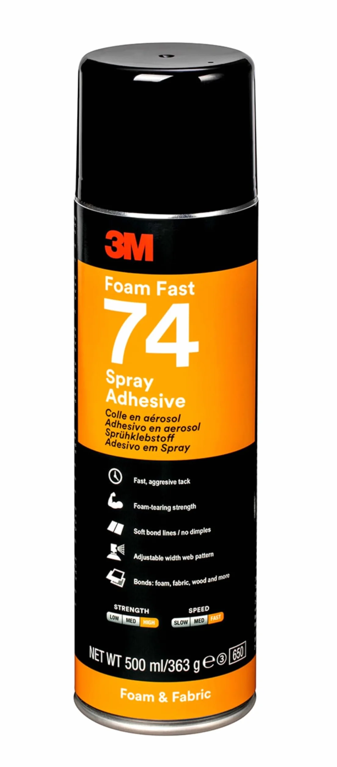 3M Spray Adhesivo 74 Rápido para Espuma, 500 ml, 1 unidad